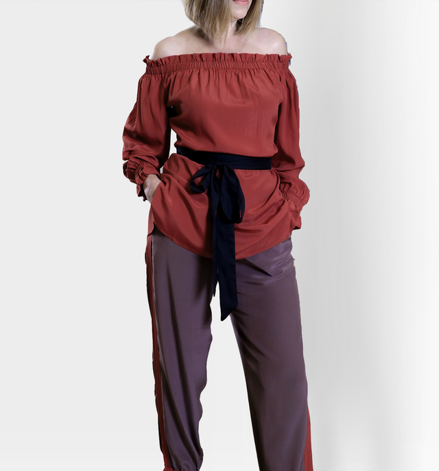 Kitty Off-the-Shoulder Tunic Top | Brick - tunics & tops - CRUZ&PEPITA