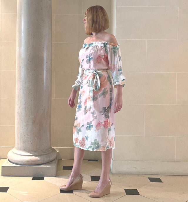 Montserrat Silk Dress | White Garden - All Products - CRUZ&PEPITA