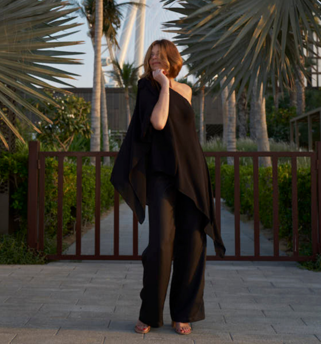 Poncho Cervo Silk Top | Crepe Noir - poncho - CRUZ&PEPITA