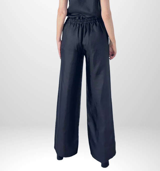 Cayman Wide-Legged Silk Pants | Kimono Black - pants - CRUZ&PEPITA
