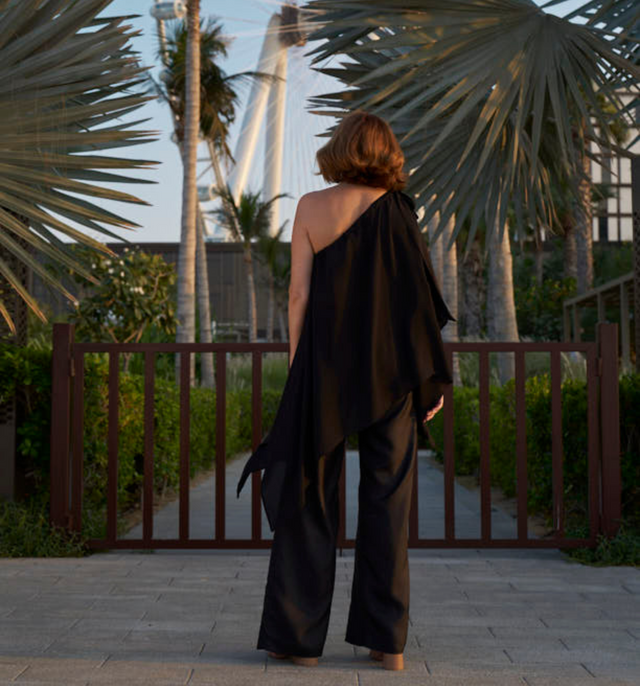 Poncho Cervo Silk Top | Crepe Noir - poncho - CRUZ&PEPITA