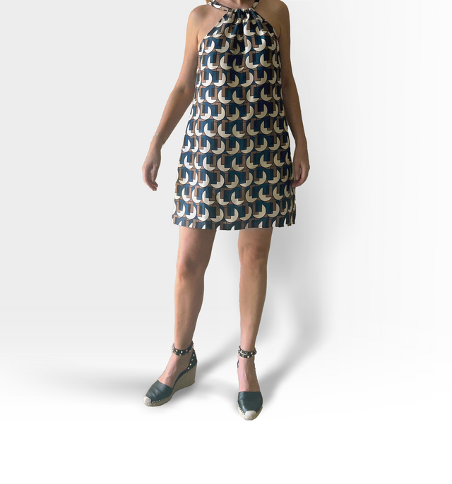 Maya Swing Silk Dress | Blue Retro - dresses - CRUZ&PEPITA