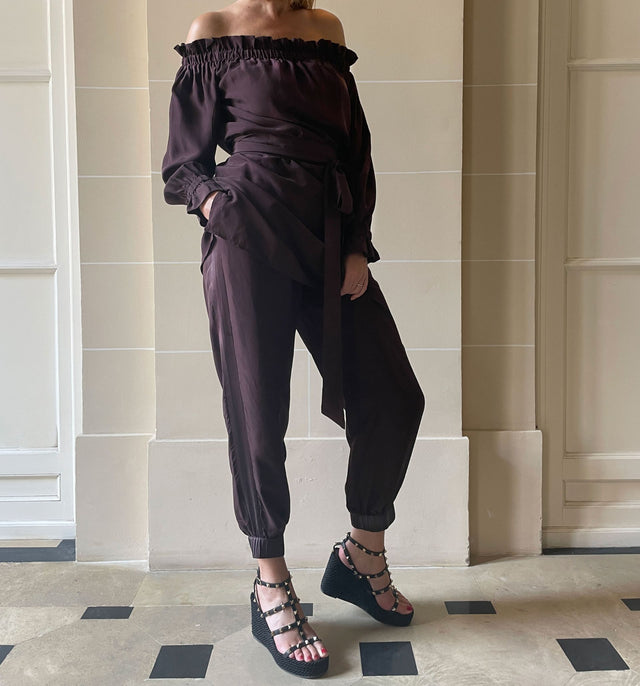 Nevis Lounge Pant | Grenat Bordeaux - pants - CRUZ&PEPITA