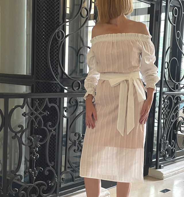 Montserrat Off-The-Shoulder Dress | Popeline Blanche - All Products - CRUZ&PEPITA