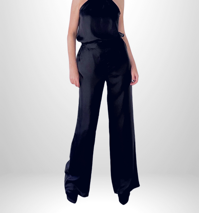 Cayman Wide-Legged Silk Pants | Kimono Black - pants - CRUZ&PEPITA